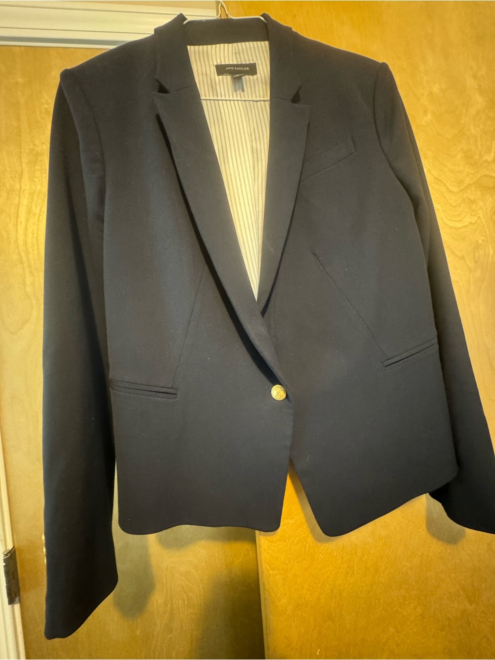 Ann Taylor Dark Navy Notch Lapel Blazer